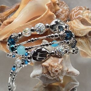 Elegant Silver and Blue Beaded Bracelet